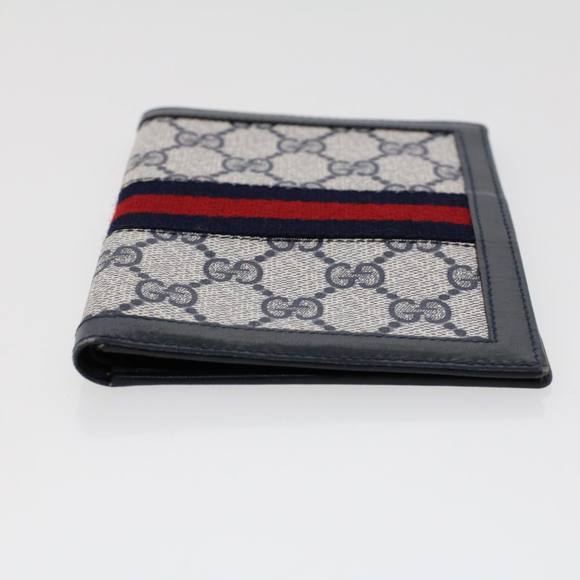 GUCCI GG Canvas Sherry Line Pass Case PVC Leather Gray Red Navy Auth ar9606 - Picture 4 of 16